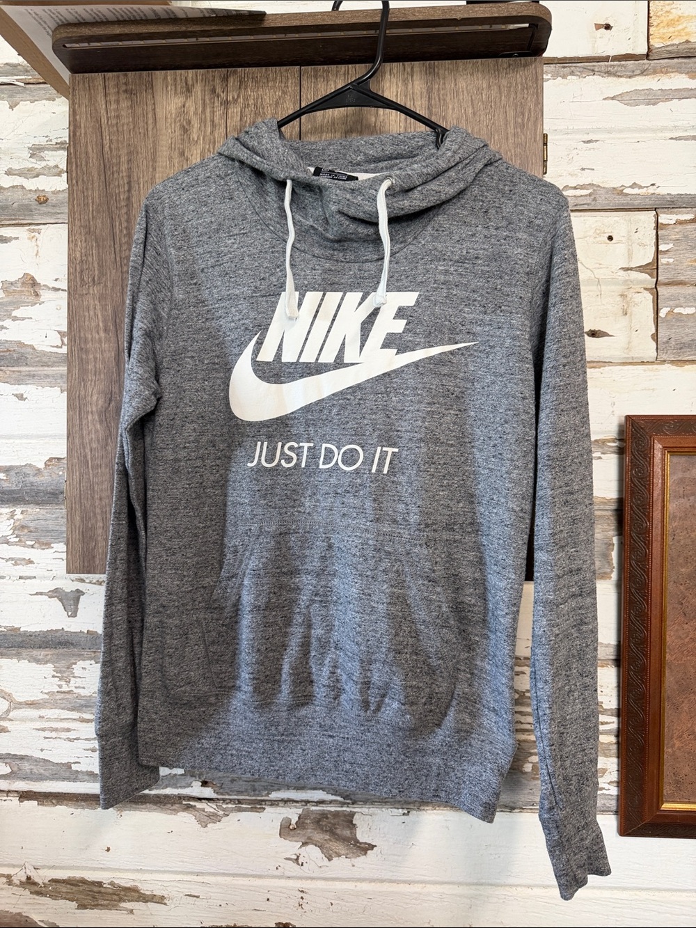 Nike Gray Pullover Hoodie Sweater with White Logo